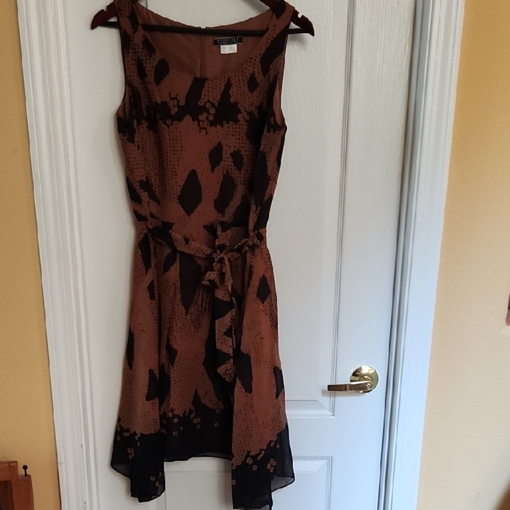Peruvian Connection High Low Dress in Brown and Black
